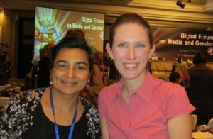 Blog author Emily LeRoux-Rutledge with Manisha Aryal at the UN Global Form on Media and Gender