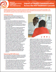 Impact of Health Communication Across the HIV Treatment Cascade fact sheet cover
