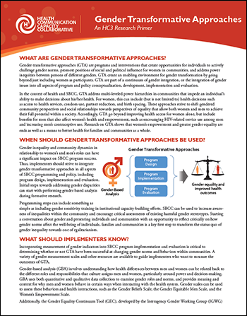 Gender Transformative Approaches An HC3 Research Primer